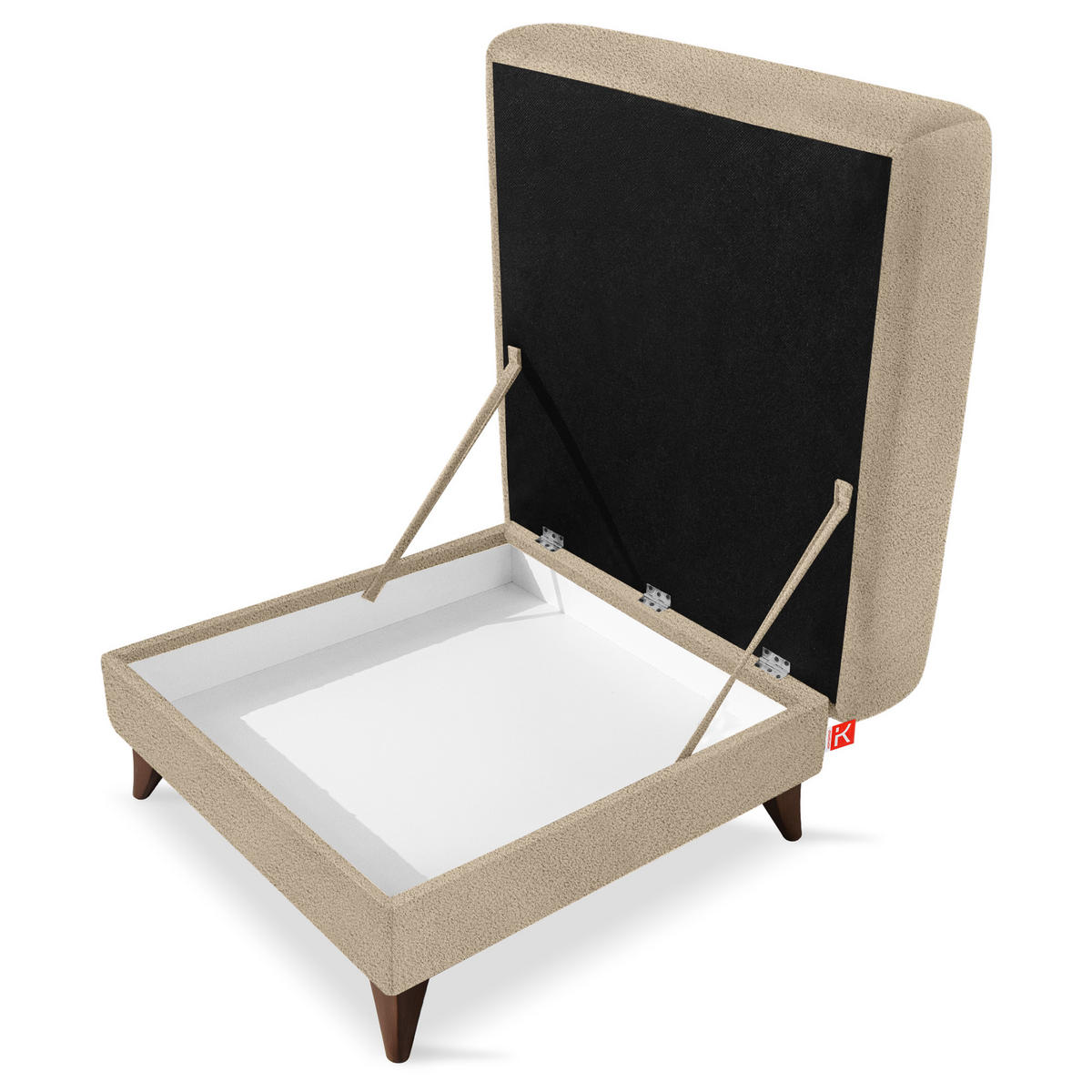HOCKER GUSTAVO Bouclé, Beige - Beige, Holz/Holzwerkstoff (92/49/92cm) - KONSIMO®