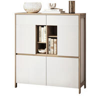 HIGHBOARD weiß, Eiche 111 cm, Kommode skandinavisch mit Soft-Close, Finnes - Eichefarben/Weiß, Holzwerkstoff/Metall (111/125/39cm) - Furn.Design