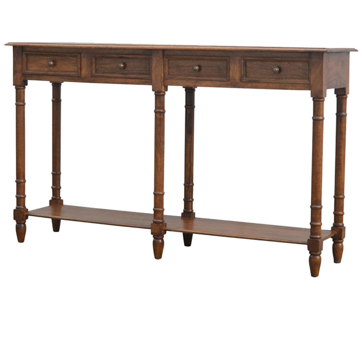 PŘEDSÍŇOVÝ KONZOLOVÝ STOLEK se 4 zásuvkami - hnědá, dřevo (150/40/90cm) - Artisan Furniture