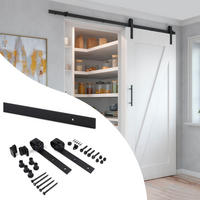 HARDWARE SET für eine Barn Holz Hänge-Schiebetür, ohne sanftes Schließen, ohne Bretter, Stahl und Kunststoff, Schwarz lackiert - Schwarz, Metall (10/25/200cm) - EMUCA