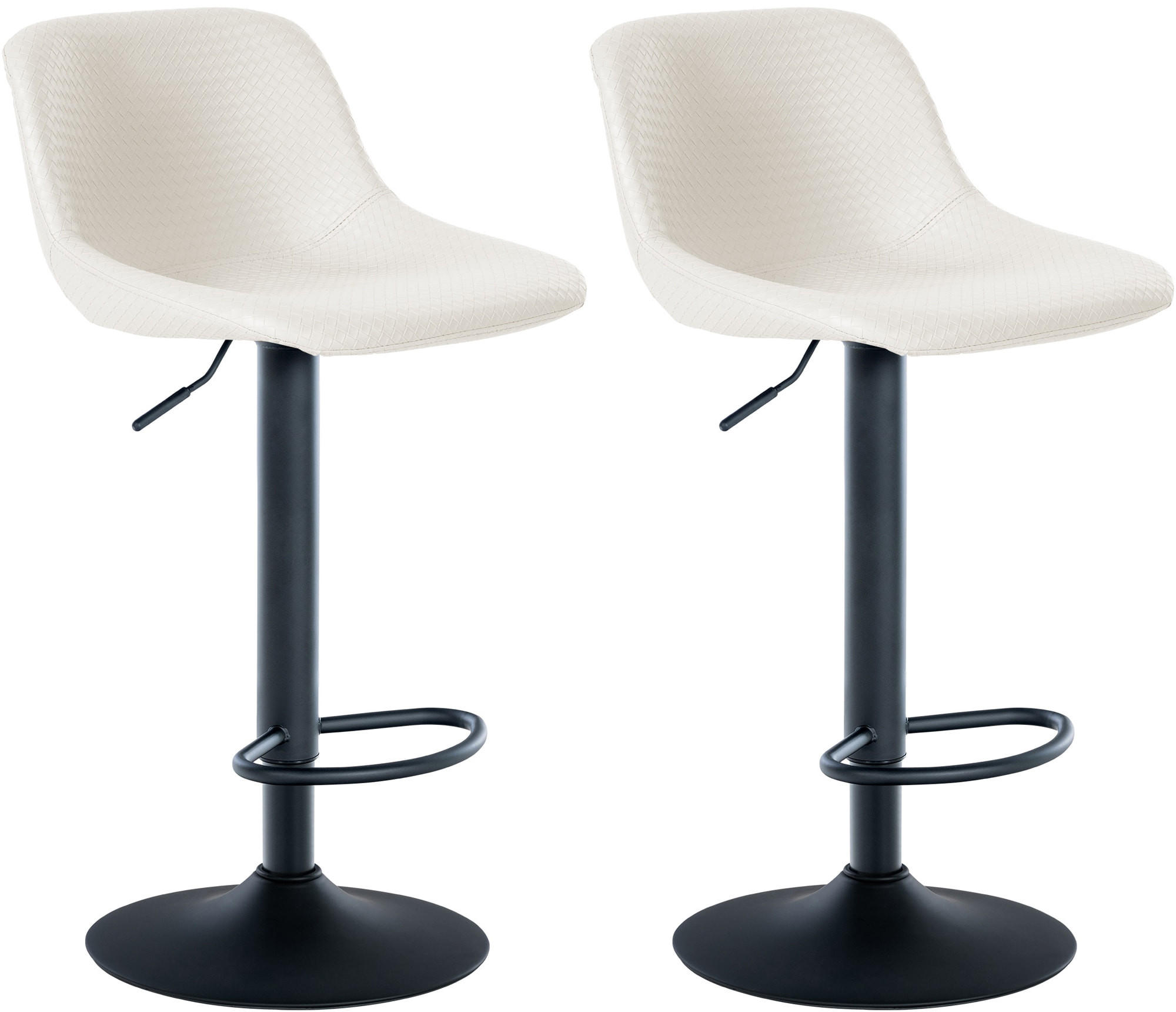 BARHOCKER 2er Set Lederlook creme - Creme/Schwarz, Textil/Metall (43/79/49cm) - CLP