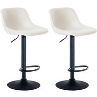 BARHOCKER 2er Set Lederlook creme - Creme/Schwarz, Textil/Metall (43/79/49cm) - CLP