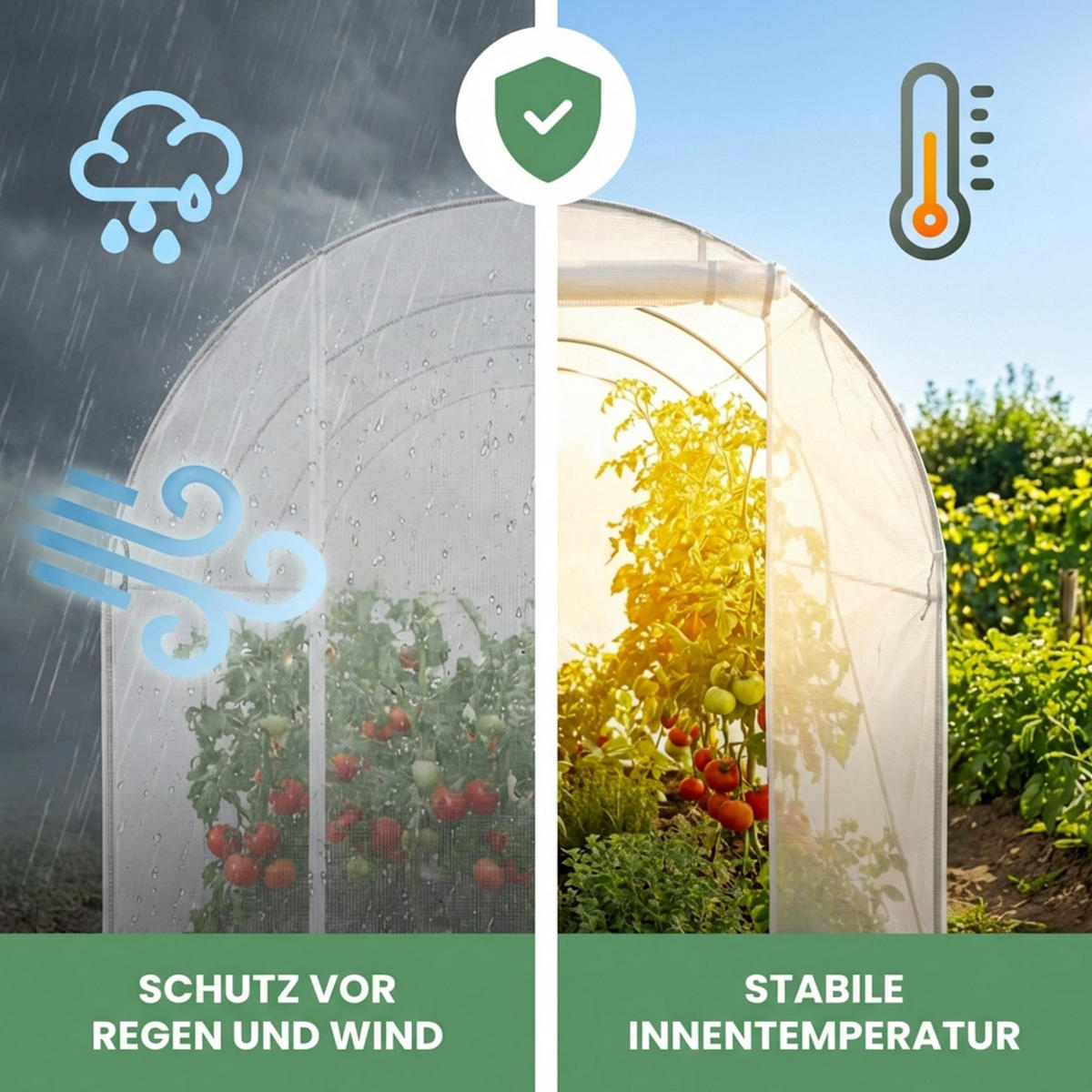 TUNNELGEWÄCHSHAUS mit aufrollbaren Seitenwänden, Weiß, 200x300x200 cm - Weiß, Metall (200/200/300cm) - Akord