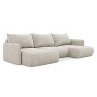 WOHNLANDSCHAFT Chenille Stoff Grau - Silberfarben/Schwarz, Kunststoff/Textil (290/86/148cm) - Makamii