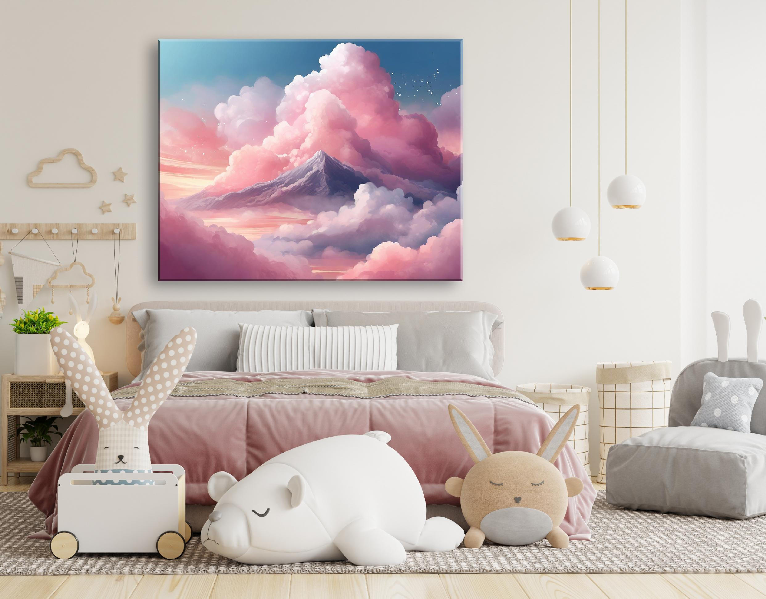 WANDBILD rosa wolken und himmel - Pink, Textil (60/40cm) - Feeby