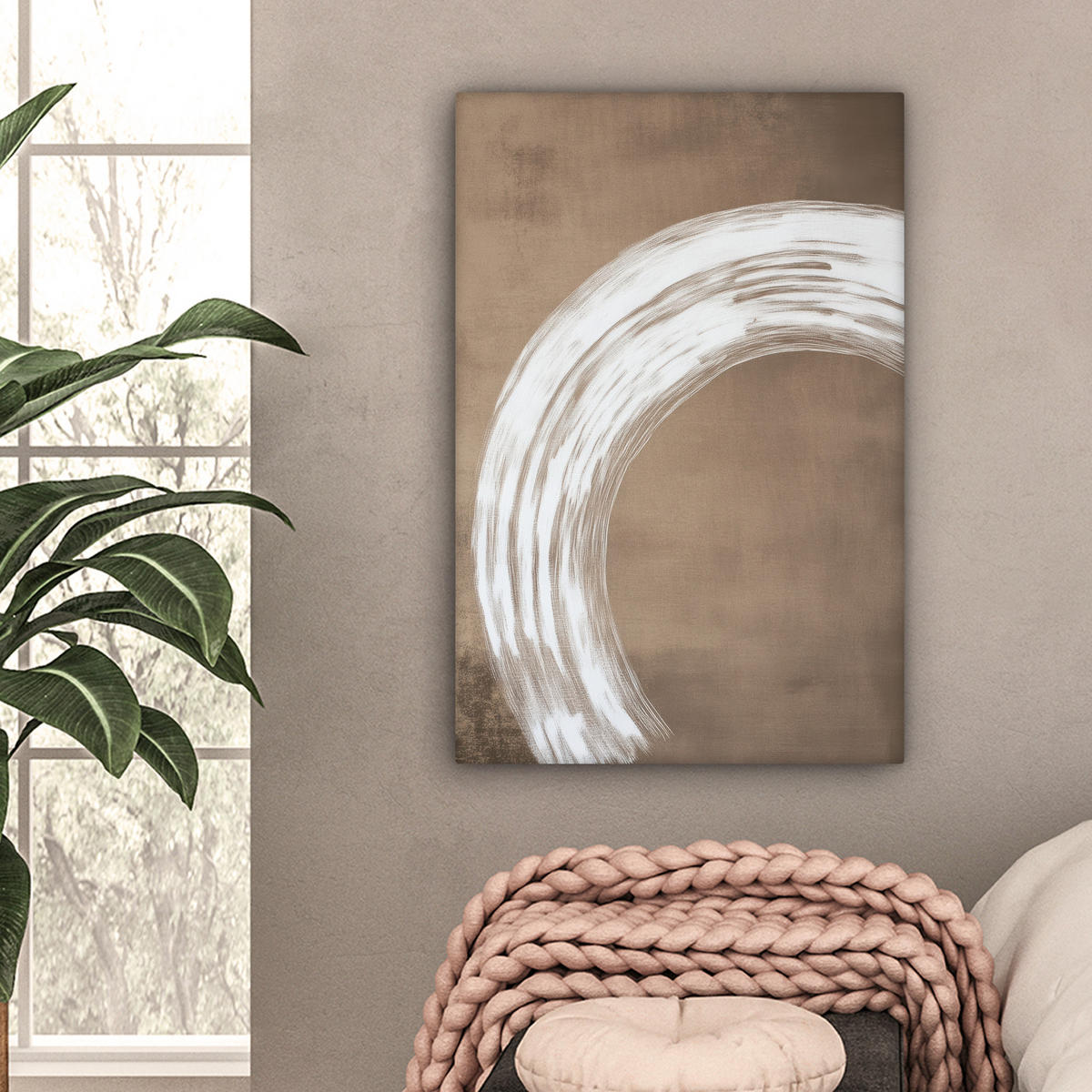 LEINWANDBILD Farbe - Braun - Japandi 60x90 cm - Kupferfarben, Textil (60/90cm) - MuchoWow