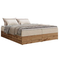 BOXBETT WOOD ZERO 180/200 - Creme Struktur - H4 - Topper T25 - krémová, textil (180/200cm) - MKS