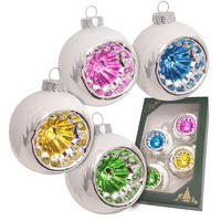 CHRISTBAUMKUGELN Reflex Retro mit Schneedach Silberfarbig 7cm (Glas / 4 Stk.) - Silberfarben, Glas (7/7/7cm) - Krebs Glas Lauscha