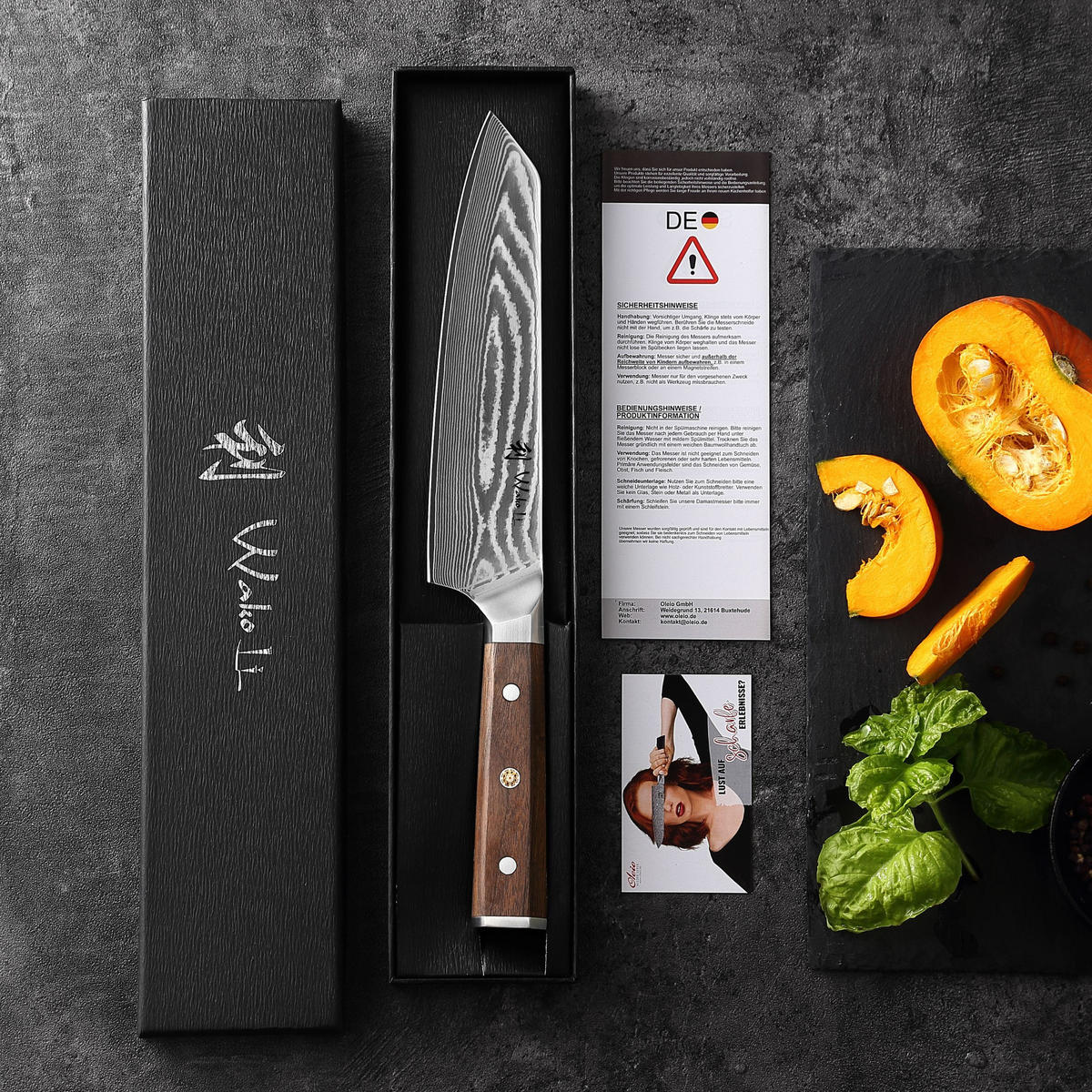 KIRITSUKEMESSER 20 cm - Nussbaumfarben, Holz/Metall (34cm) - Wakoli