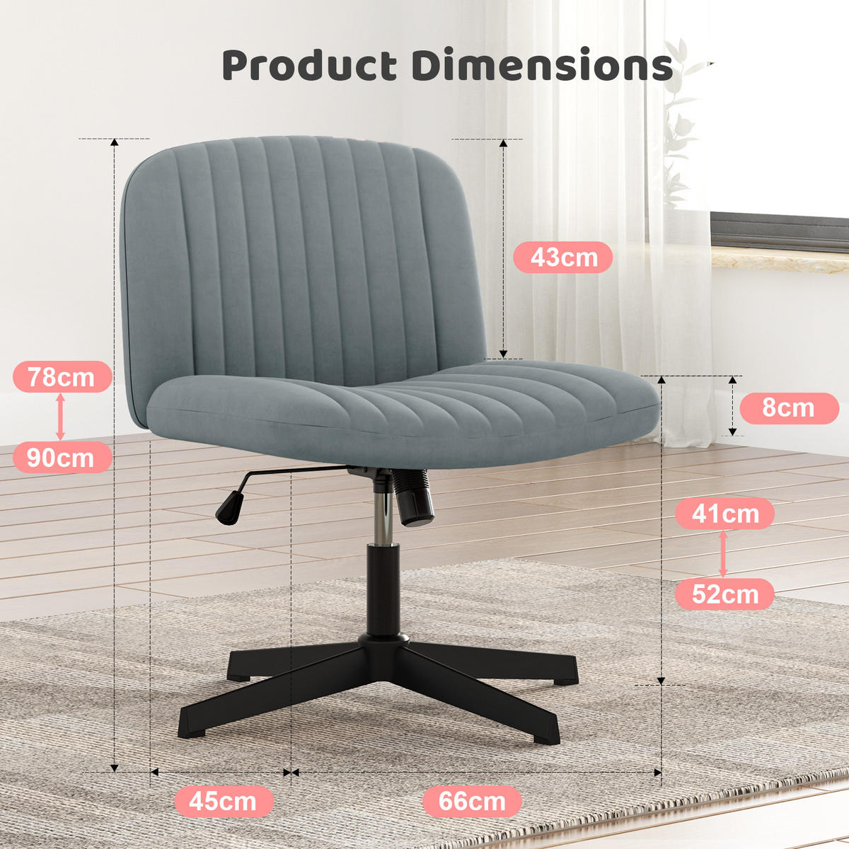 BÜROSTUHL modern, ohne Armlehnen, ohne Rollen, Kreuzgestell – Beige - Grau, Metall (66/90/45cm) - Rattantree