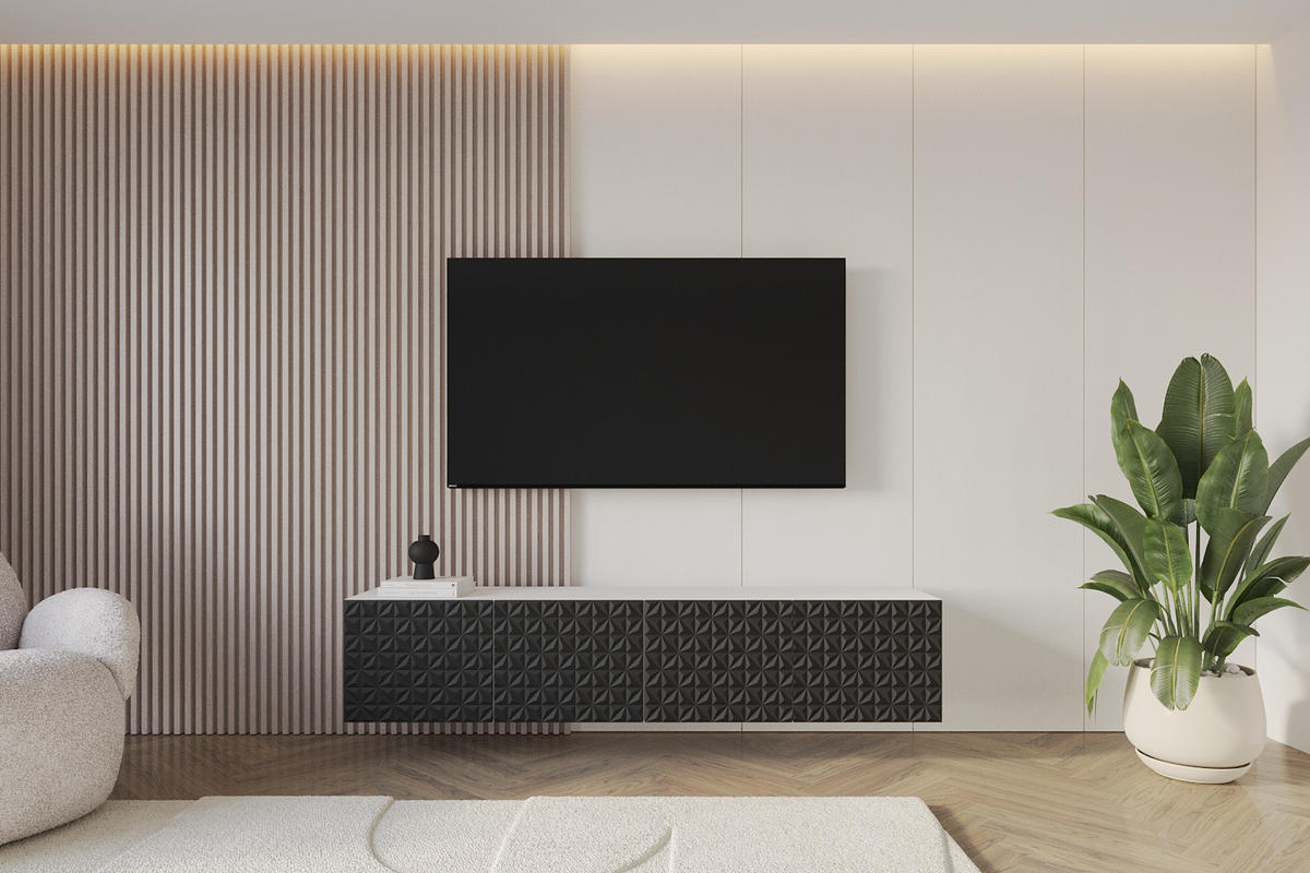 LOWBOARD VIRA-W 2x100x40x41 cm - Weiß / Schwarz - Schwarz, Holzwerkstoff (200/40/41cm) - ALTDECOR