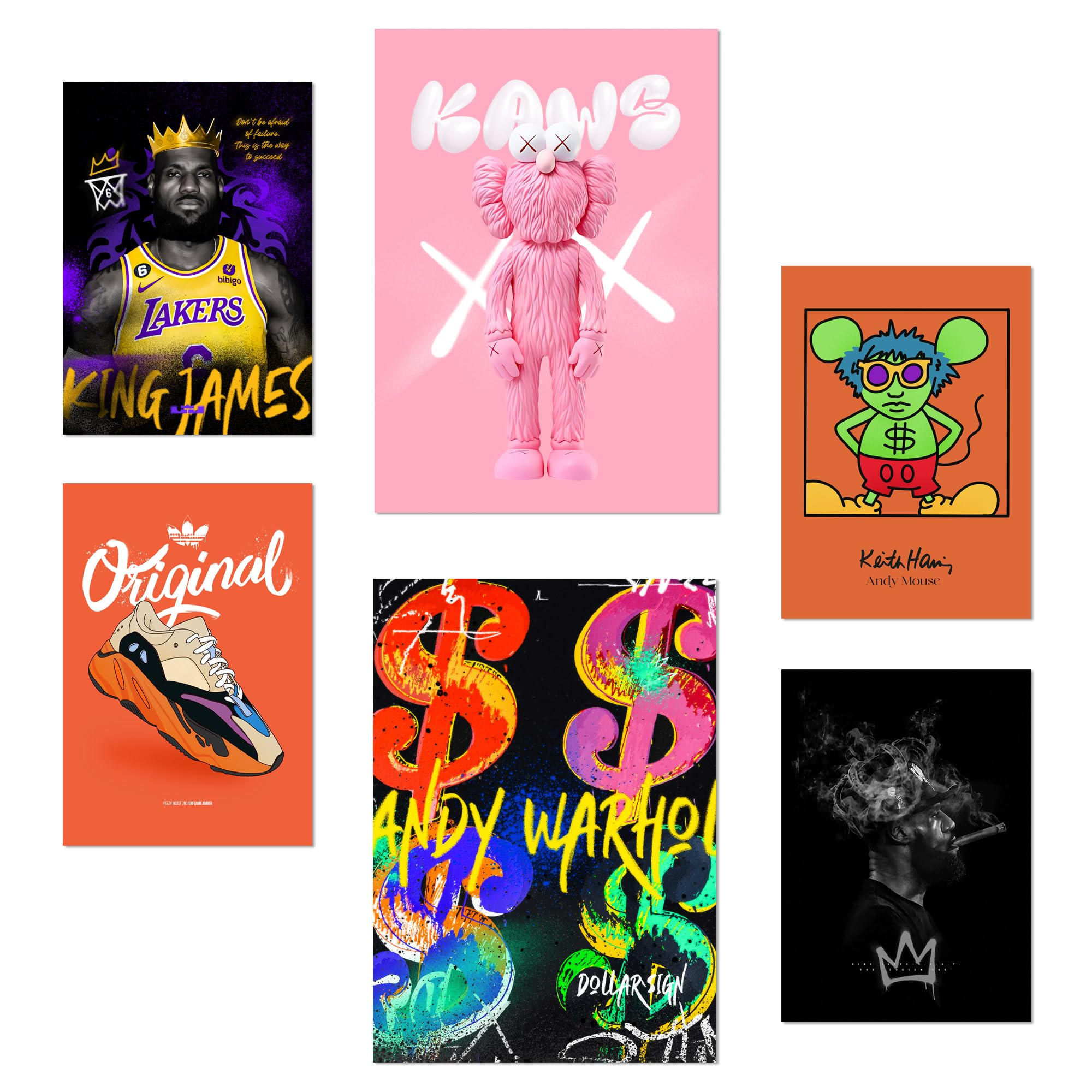 POSTER Set Mit 6 Grafiti Pop Warhol Lakers A3 & A4 Rahmenlos - Klar, Papier (29/3cm) - Nacnic