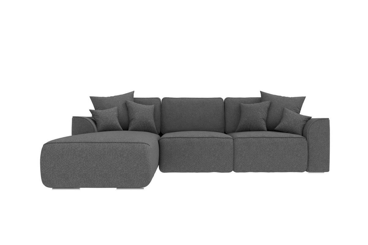 ECKSOFA GUSTO Strukturstoff Anthrazit Links inkl. Schlaffunktion - Chromfarben/Anthrazit, Kunststoff/Textil (194/295cm) - 99rooms