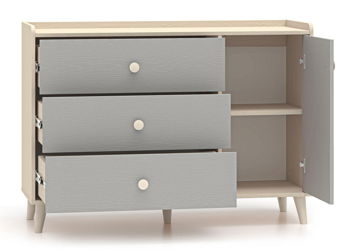 KOMMODE Mevel Wüstensand / Palladiumgrau 120 / 40 / 85cm - Grau, Holz/Holzwerkstoff (120/85/40cm) - Feldmann-Wohnen