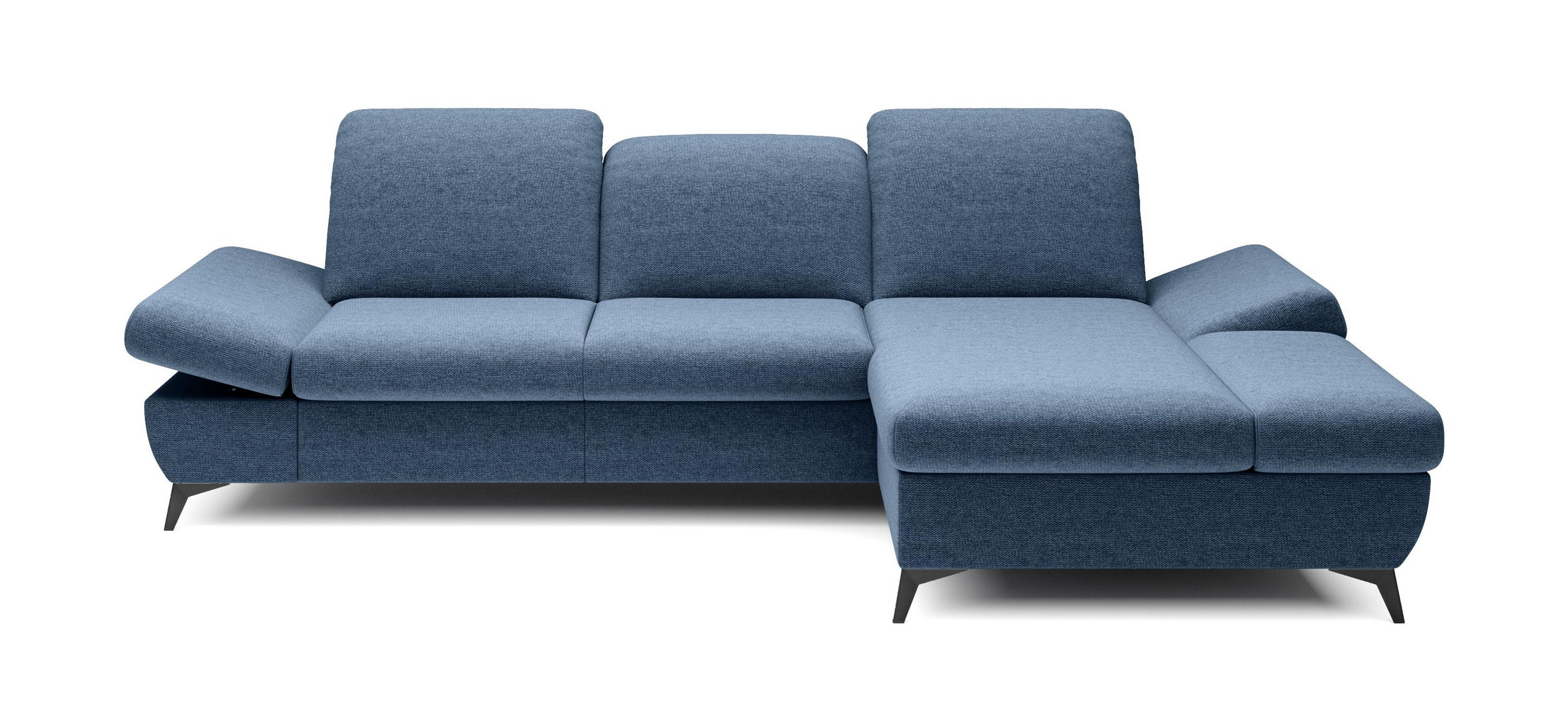 ECKSOFA FELICE R-S Blau Geflochtener Stoff mit Schlaffunktion - Blau, Holz (284/166cm) - MASSENO