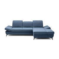 ECKSOFA FELICE R-S Blau Geflochtener Stoff mit Schlaffunktion - Blau, Holz (284/166cm) - MASSENO