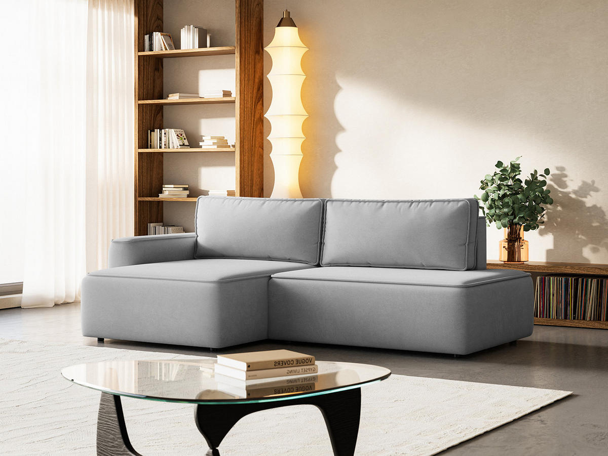 ECKSOFA Sarro mit Schlaffunktion, Silber - Silberfarben, Textil (165/260cm) - Fedve