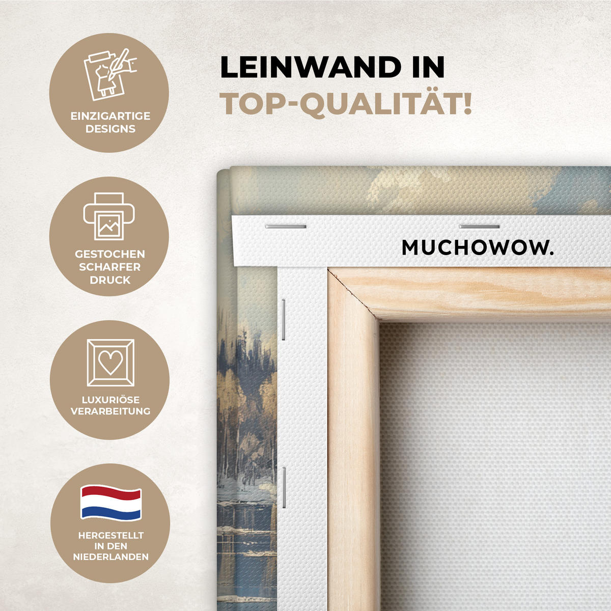 LEINWANDBILD Winter - Schnee - Zuhause - Natur Deko Schlafzimmer 30x20 cm - Hellbraun, Textil (30/20cm) - MuchoWow