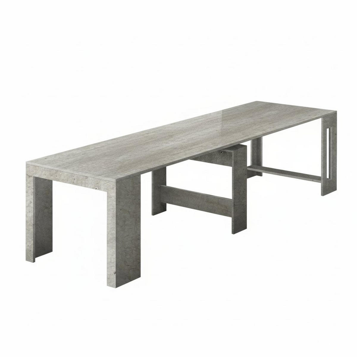 AUSZIEHBARER TISCH Holz-Effekt Zement 90/300/77 cm - Grau, Holzwerkstoff (90/300/77cm) - DMORA