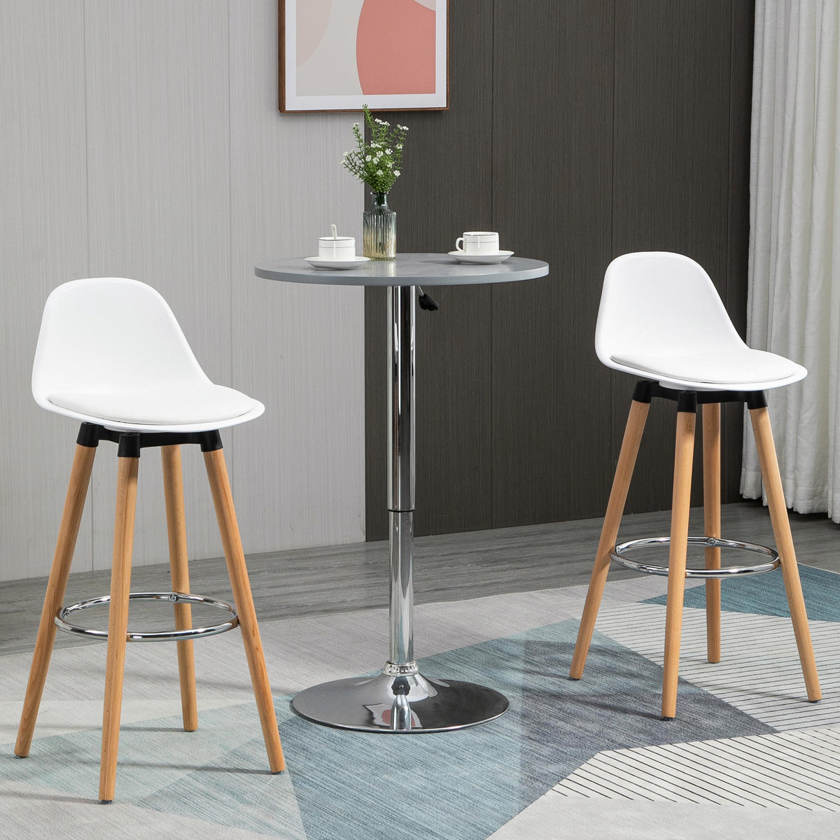 BARHOCKER 2er-Set Weiß 43.0/43.0/91.0 cm - Weiß, Leder (43/91/43cm)