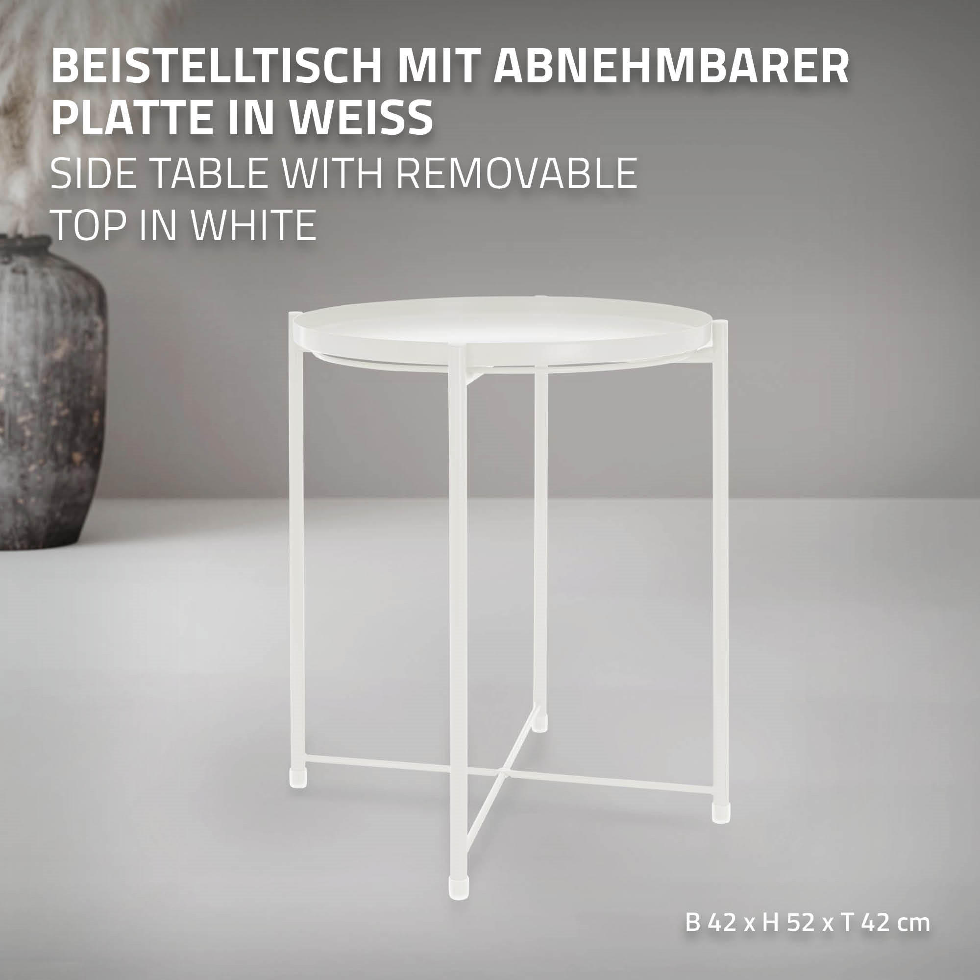 BEISTELLTISCH Rund Weiß 45/52 cm - Weiß, Metall (52/45/52cm) - ML-DESIGN