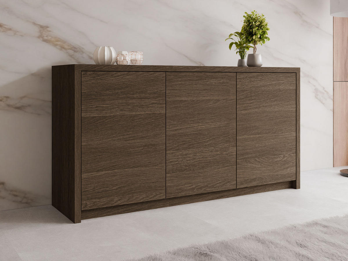 COMODĂ Solid 3D - maro închis/negru, material plastic/compozit lemnos (150/79/40cm) - MIRJAN24