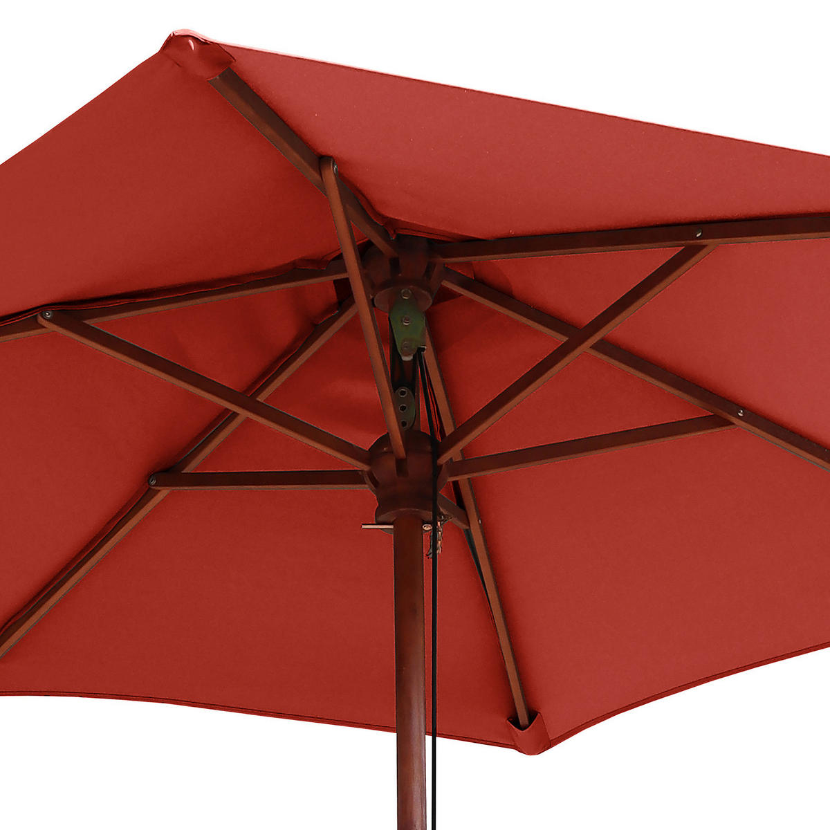 SONNENSCHIRM - Eukalyptus massiv / Polyester - Terracotta, Holz/Textil (200/200cm) - home24