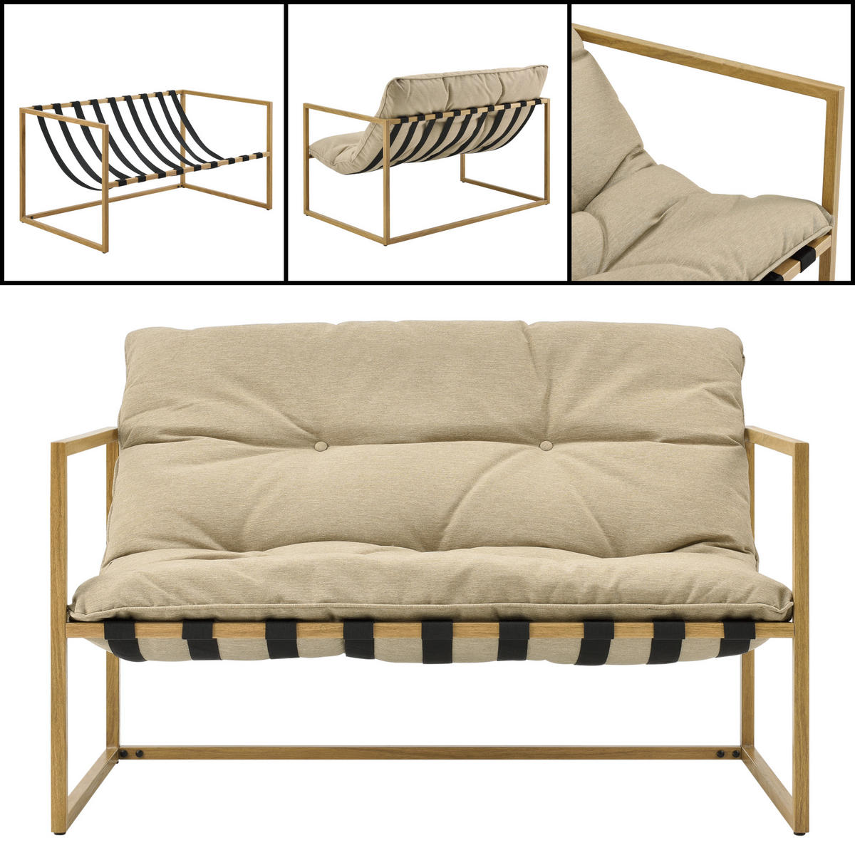 GARTENMÖBEL-SET 4 TLG. Dallas - Beige/Braun, Textil/Metall - casa.pro