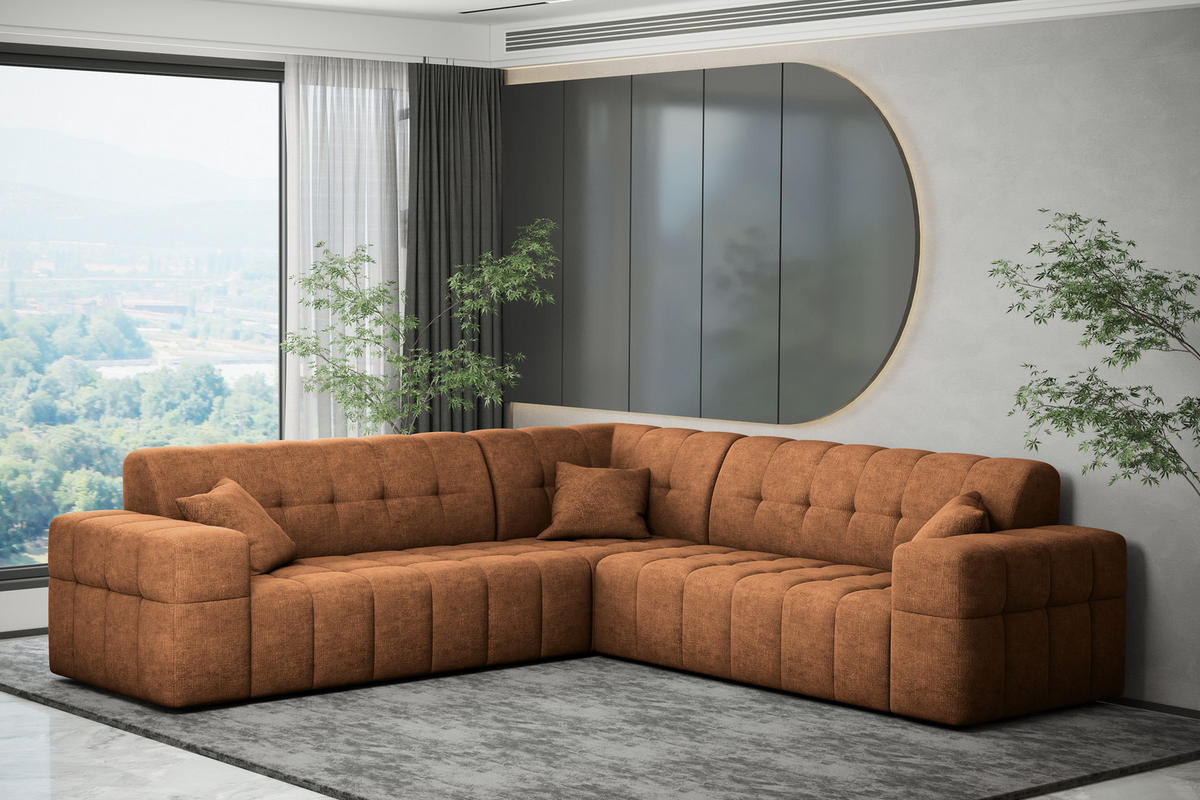 ECKSOFA Corner NIMES Stoff Perfect Harmony Orange - Orange, Holz (246/246cm) - Kaiser Möbel