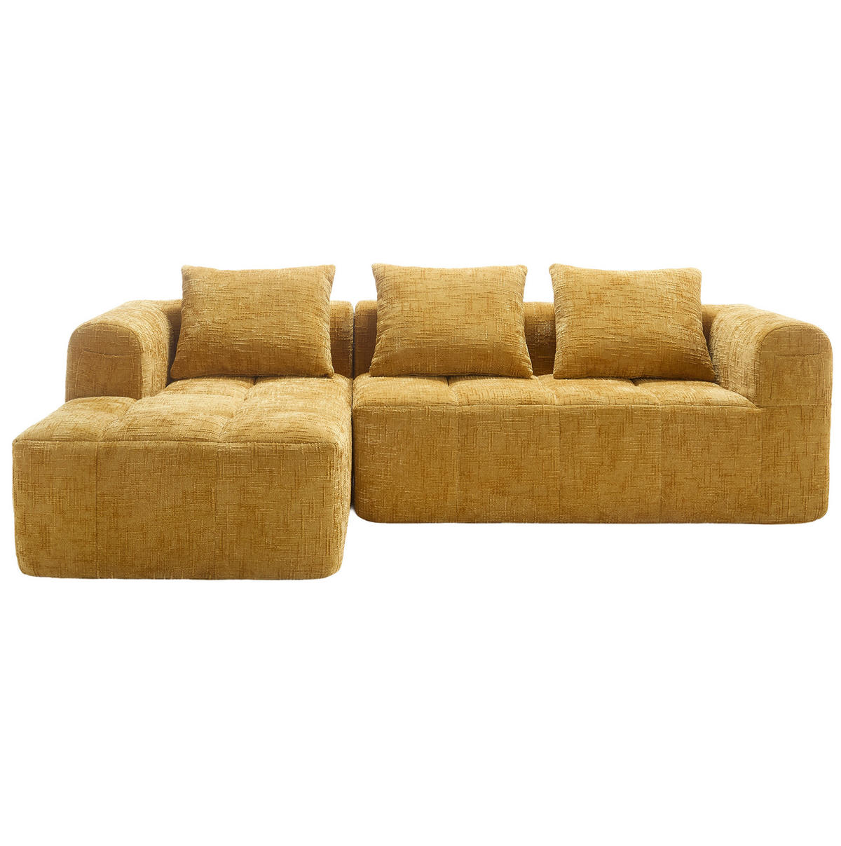 SOFA mit Chaiselongue 250 x 158 cm Chenille Yellow - Gelb, Textil (158/250cm) - Meubliv