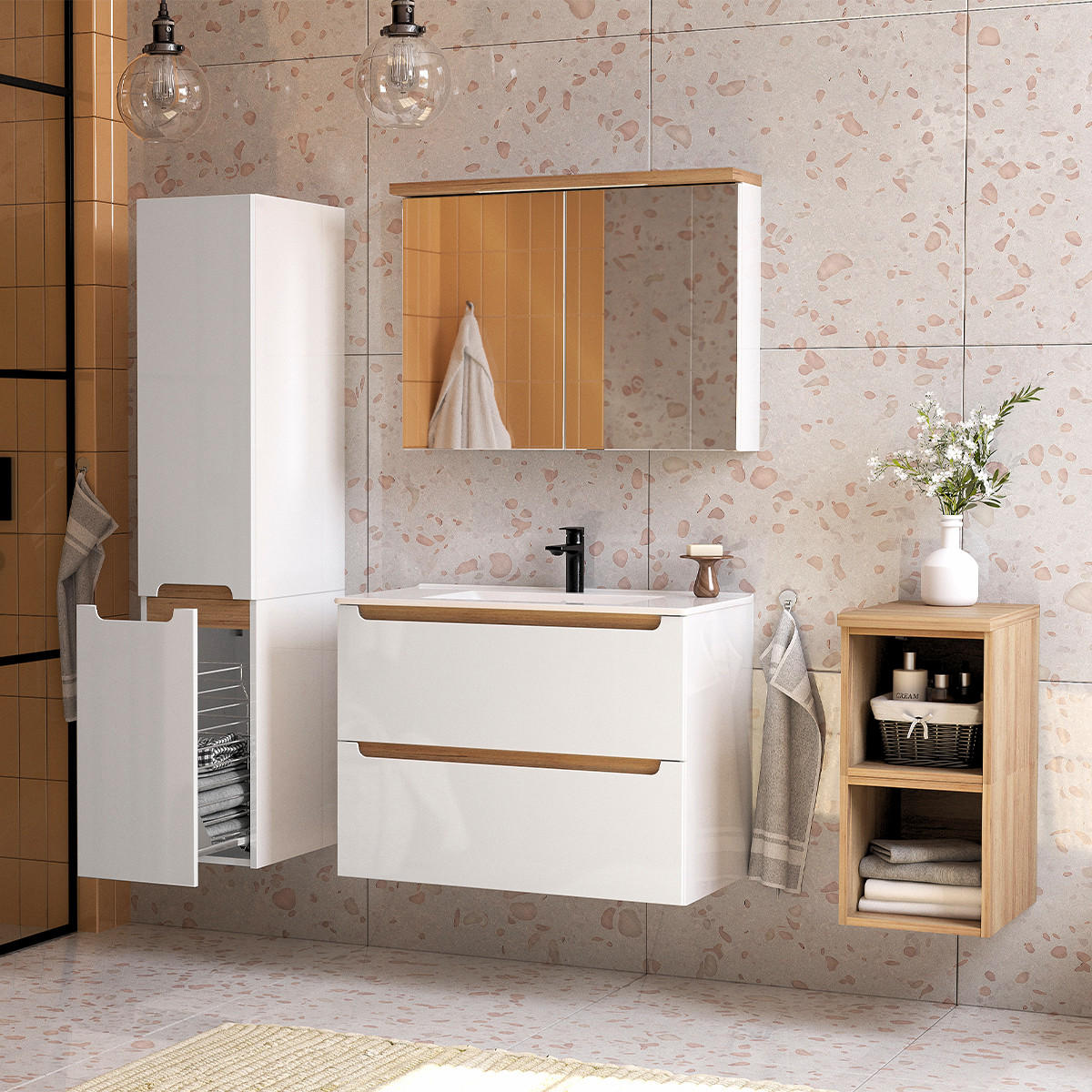 WASCHTISCH 80cm Livia Weiß - Weiß, Holzwerkstoff (80/60/45cm) - Petits-meubles