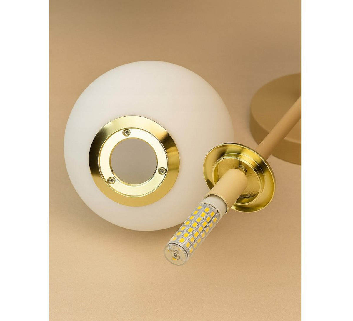 PENDELLEUCHTE ECRU II - Beige/Goldfarben, Glas/Metall (75/75/31cm) - kiki design