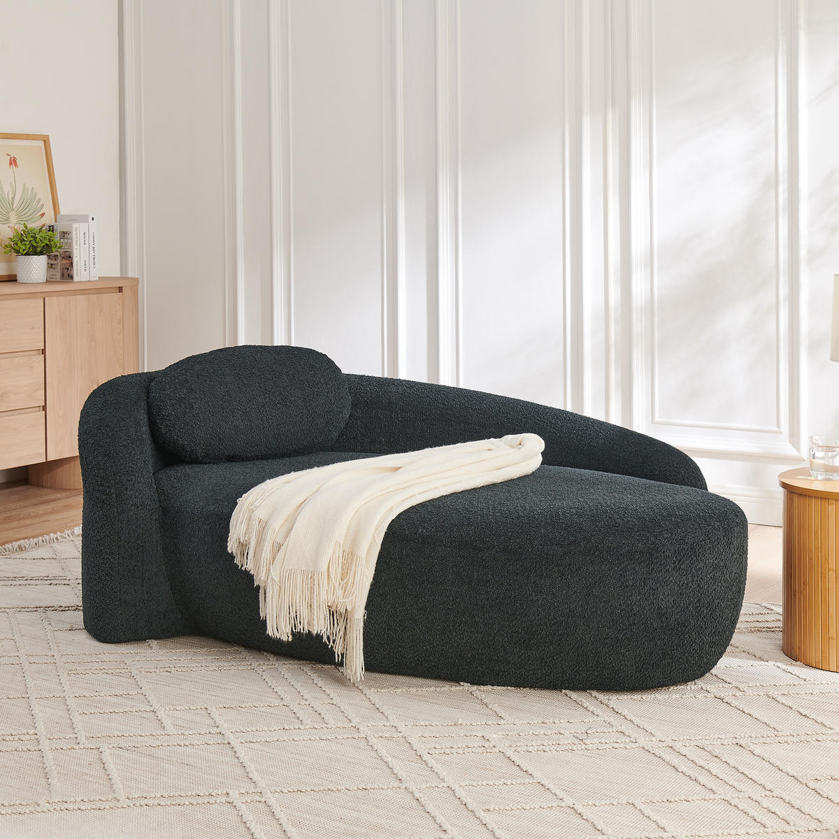 ECKSOFA 170/96/62 cm Schwarz Teddy mit Kissen - Schwarz, Textil (170/96cm) - Oxeza