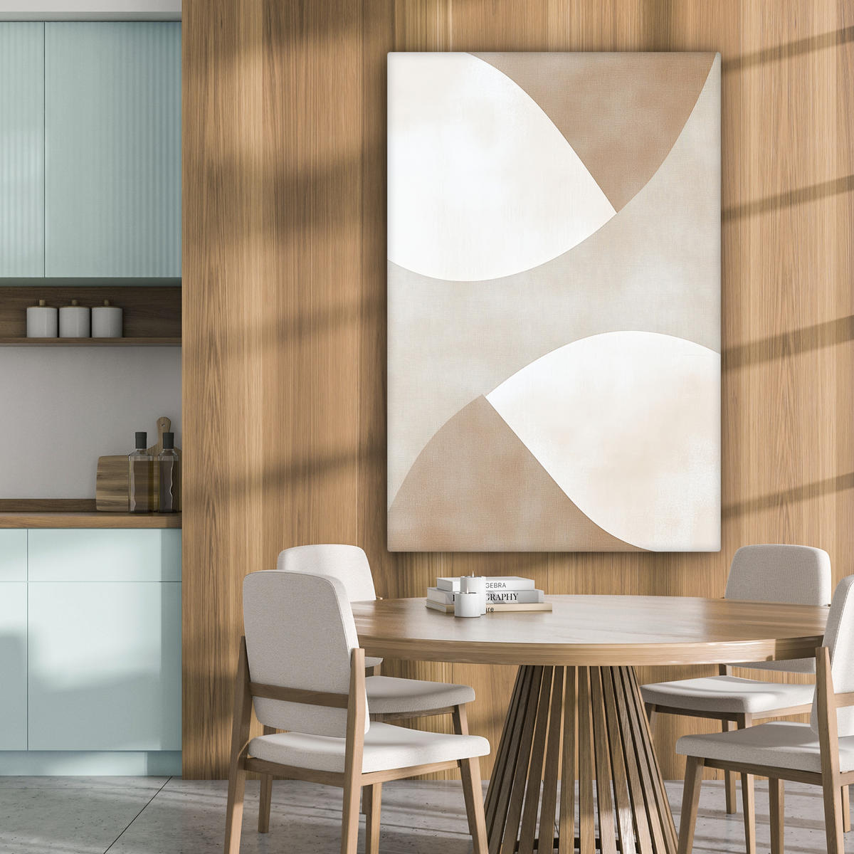 LEINWANDBILD Braun - Japandi - Abstrakt Deko Groß 90x140 cm - Beige, Textil (90/140cm) - MuchoWow