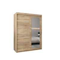 SCHWEBETÜRENSCHRANK 200/150/62 2-türig - Silberfarben/Sonoma Eiche, Holz/Kunststoff (150/200/62cm) - MÖBEL KRYSPOL