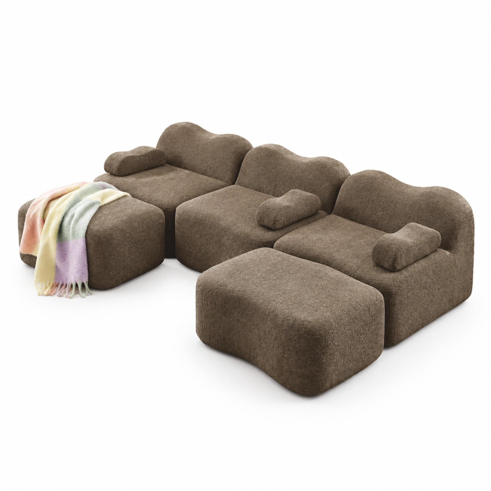 ECKSOFA aus Samt Braun 288x167x70 cm, modular mit tiefer Sitzfläche und flexiblen Stellmöglichkeiten - Braun, Textil (167/288cm) - IVMEU