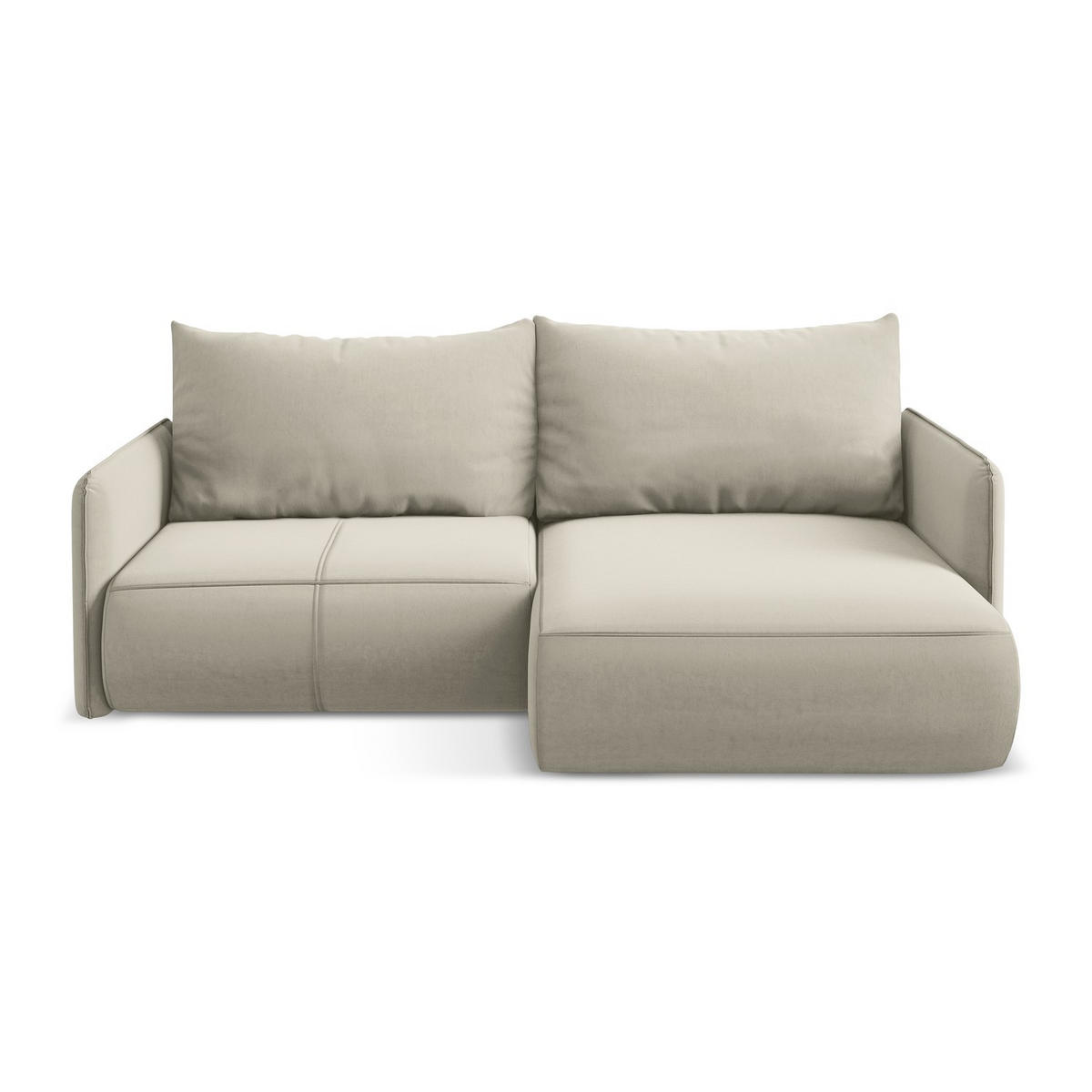ECKSOFA mit Schlaffunktion Samt Stoff Creme - Perlmutt/Creme, Kunststoff/Textil (207/148cm) - LaMiaSofa