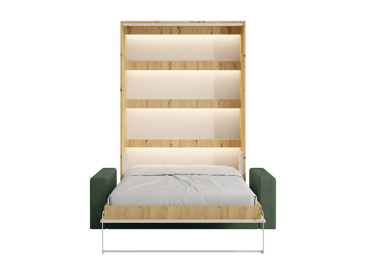 SCHRANKBETT - 2 Personen - Holz, Platte - Beige, Naturfarben Hell - - Beige/Naturfarben, Holz/Metall (160/200cm) - Vente-Unique