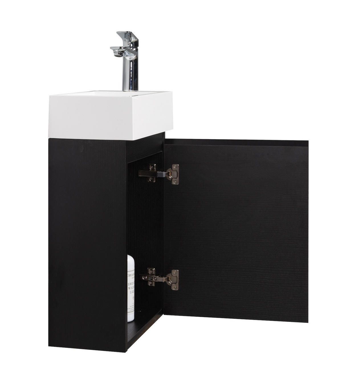 GÄSTE-WC-MÖBELSET Angela 2 Teile Schwarz Holz - 40 x 22 x 64 cm - Schwarz, Holz (40/52/22cm) - Badplaats
