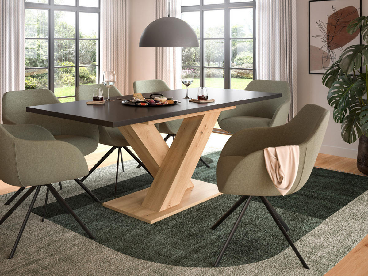 ESSTISCH grau, Eiche Artisan, Küchentisch ausziehbar 150 - 190 cm - Eiche Artisan/Grau, Holzwerkstoff/Metall (150/90/76cm) - Inn.Furn