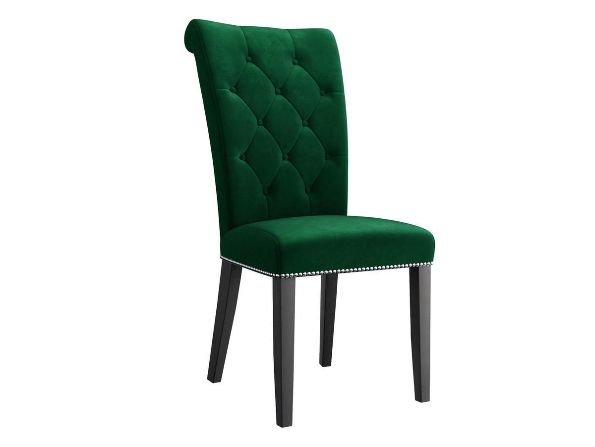 POLSTERSTUHL Christina, Holzfarbe: Schwarz - Schwarz/Grün, Holz/Textil (47/103/68cm) - MIRJAN24