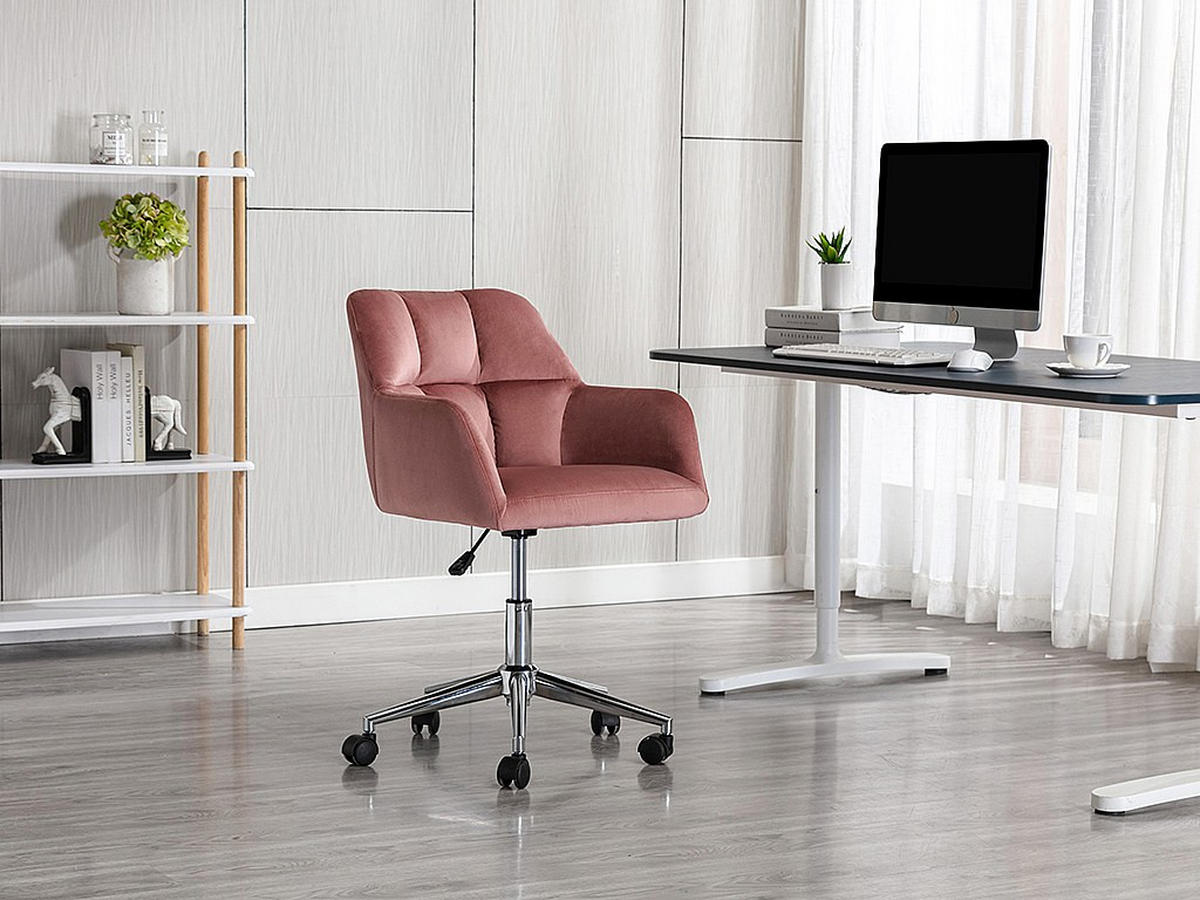 BÜROSTUHL ohne Armlehnen - 59 cm x 60 cm - samt - rosa Pega - Pink, Textil (59/86/60cm) - Vente-Unique