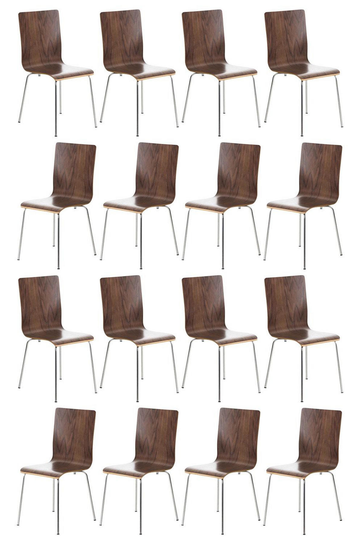 BESUCHERSTUHL 16er Set Holz walnuss - Walnussfarben, Holz/Metall (43/87/47cm) - CLP