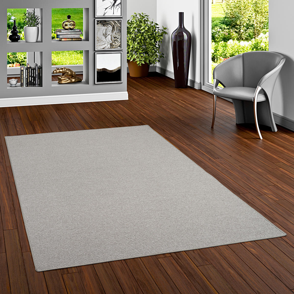FLACHGEWEBE NATUR TEPPICH BENTZON - Silberfarben, Textil (160/200cm) - Snapstyle
