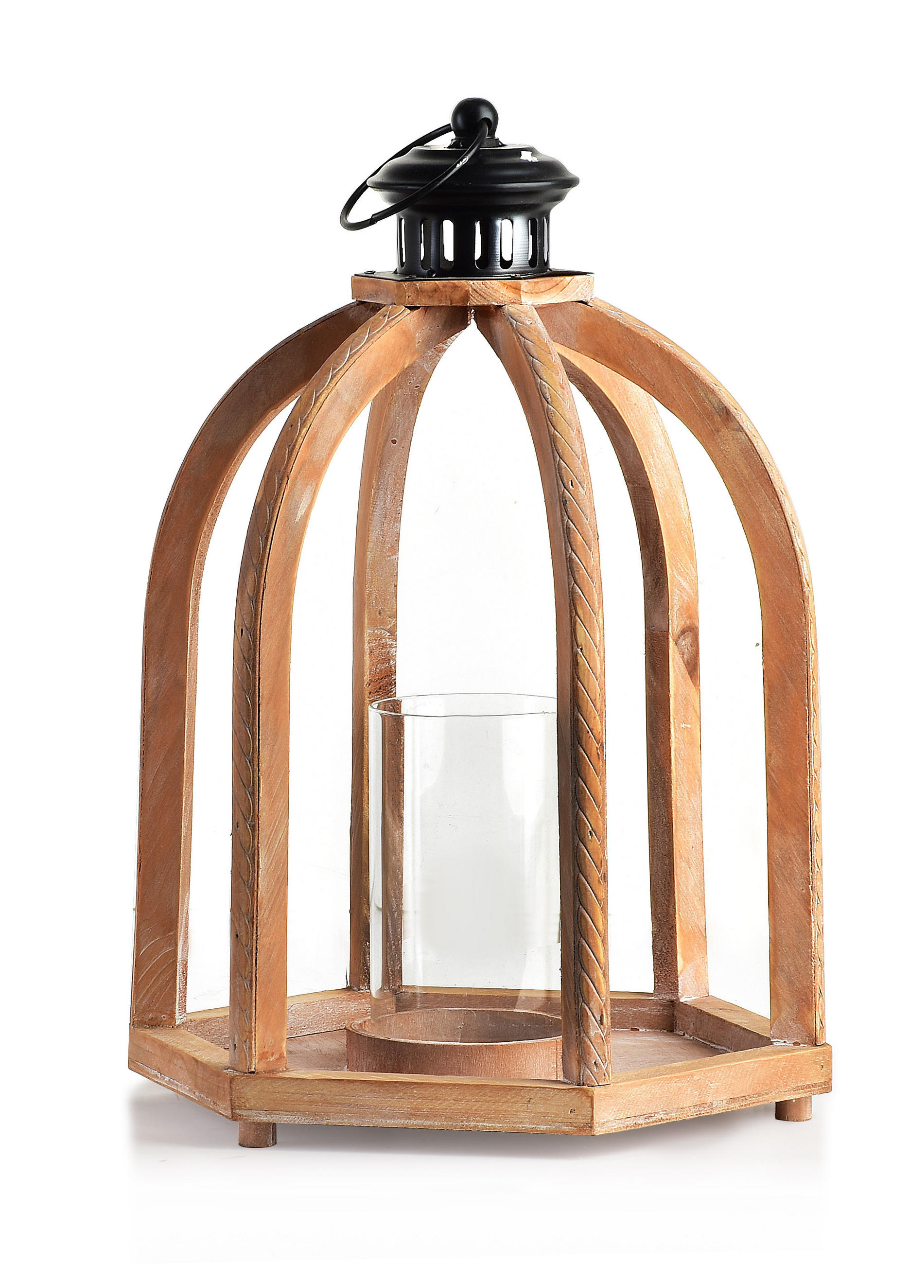 LATERNE Lokke Beige 29x25,5x41,5 cm Holz - Beige, Holz (25.5/41.5/29cm) - Mondex