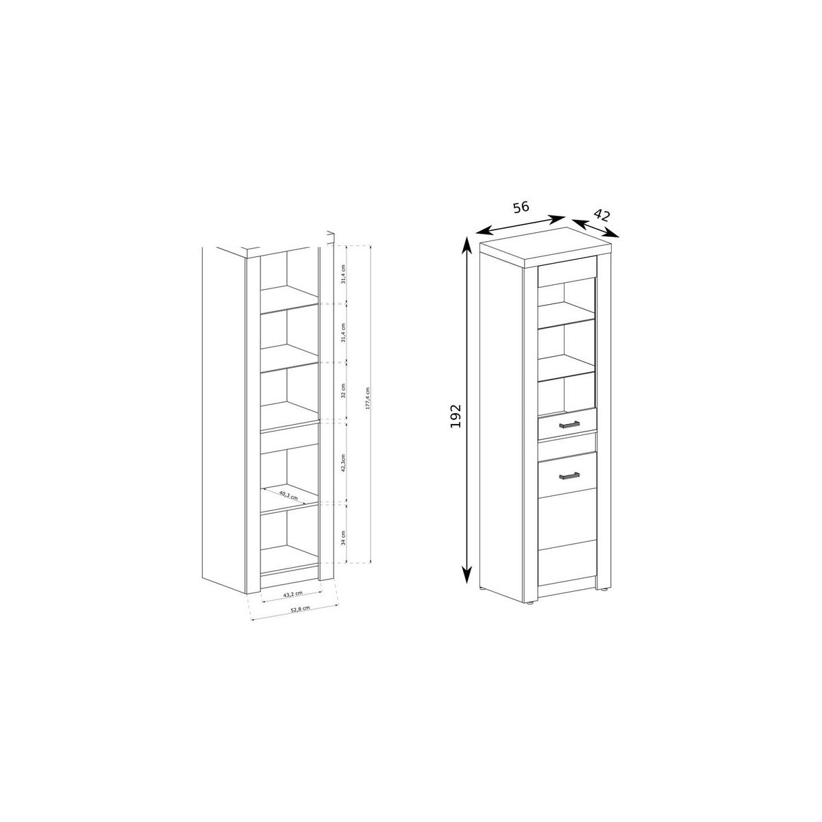 VITRINE Indianapolis I-4 56 x 192 x 42 cm Esche hell - Braun, Holzwerkstoff/Metall (56/192/42cm) - Koseto
