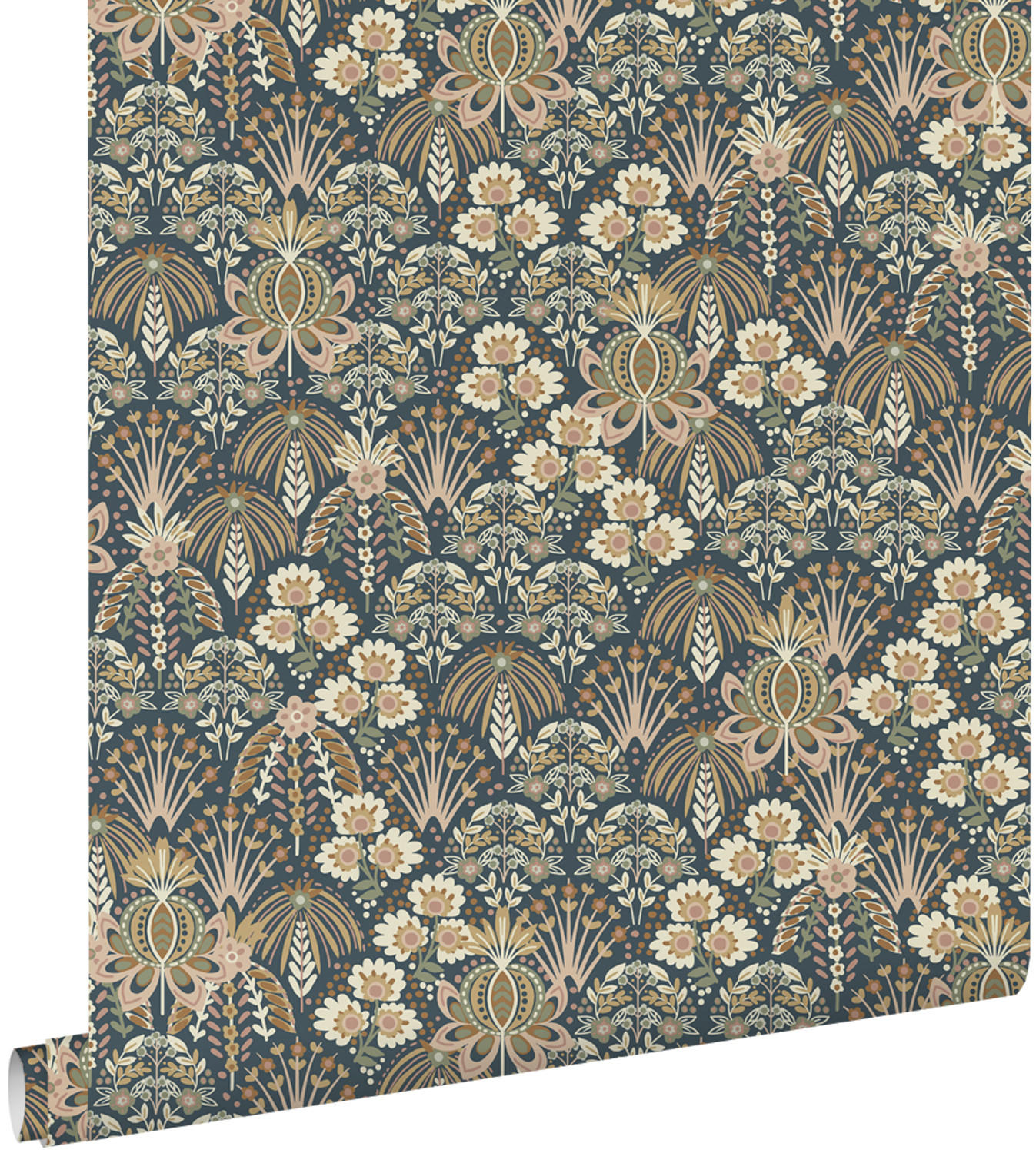 TAPETE Blumenmuster im Jugendstil 50 x 900 cm - Blau, Papier (50/900cm) - ESTAhome