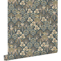 TAPETE Blumenmuster im Jugendstil 50 x 900 cm - Blau, Papier (50/900cm) - ESTAhome