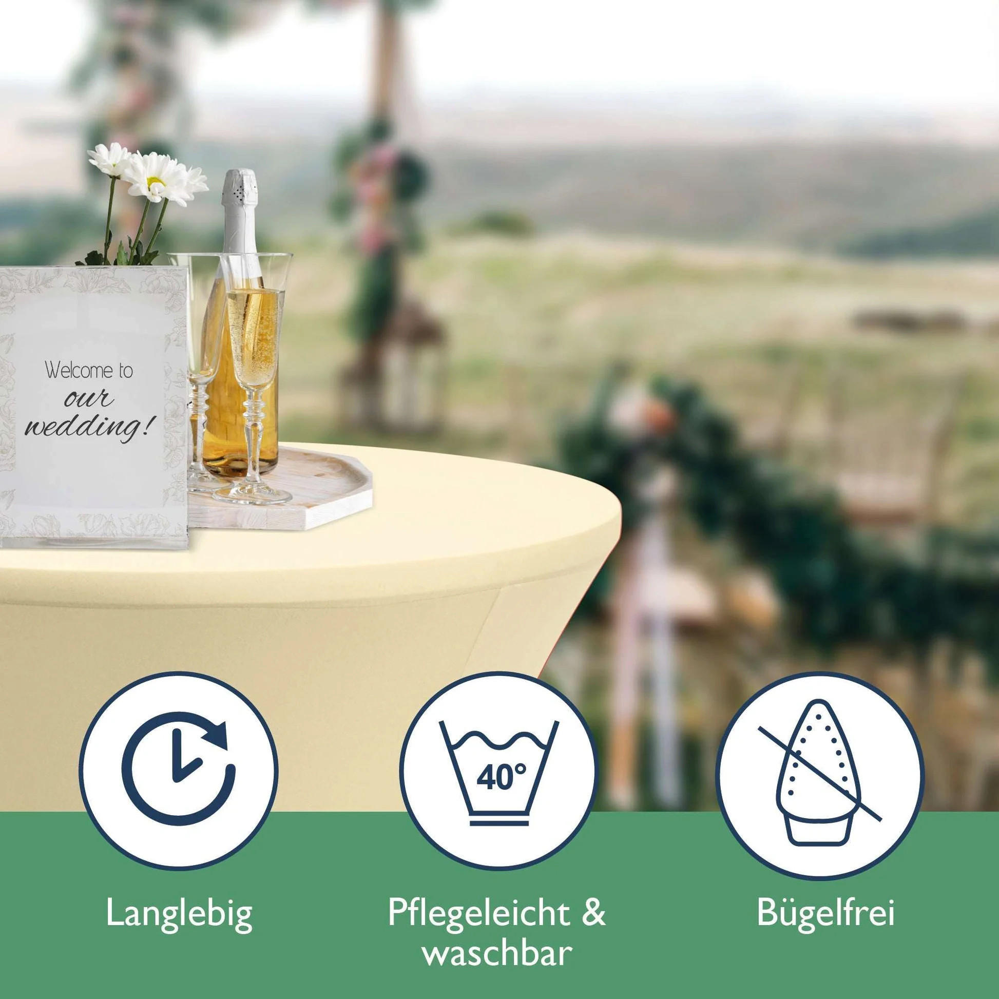 STEHTISCHHUSSE Stella Ø 80cm Creme (2tlg) - Creme, Textil (800/120cm) - Beautissu 