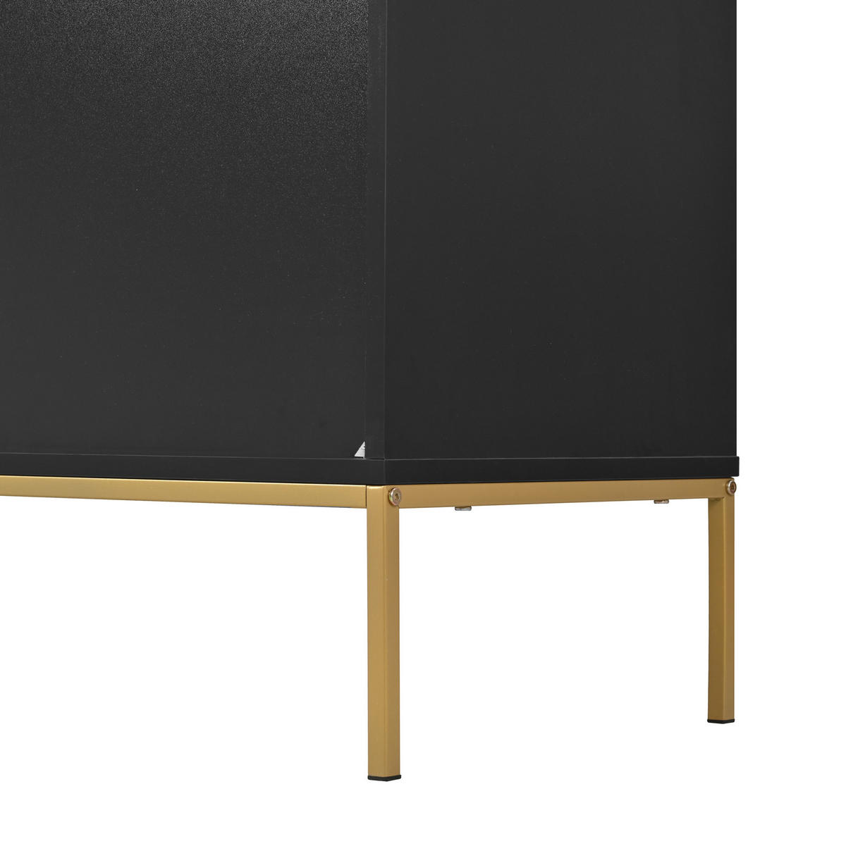 SIDEBOARD in Schwarz Standschrank mit 4 Türen & Metallfüßen für Wohnzimmer, TV-Bereich, B150/T40/H80cm - Goldfarben/Schwarz, Holzwerkstoff/Metall (150/80/40cm) - STILVORA